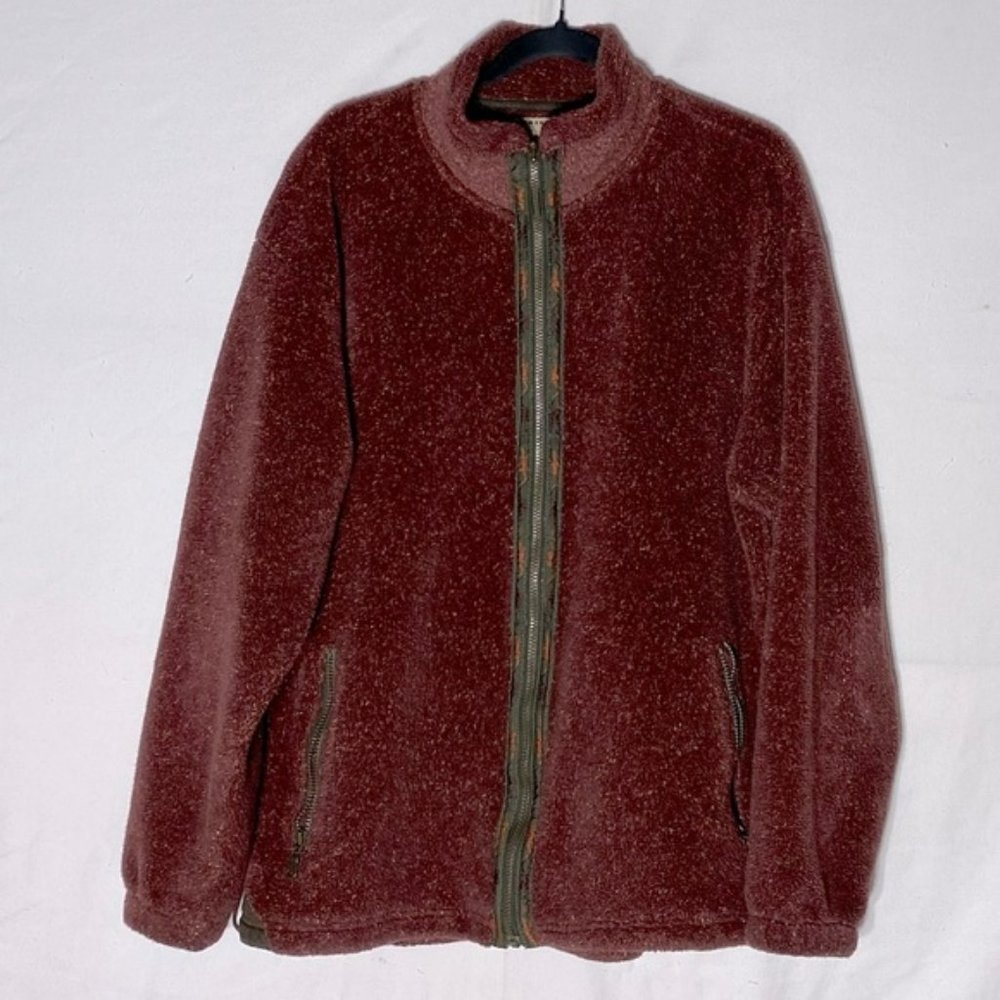 Tsunami Burgundy Full Zip Mock Neck Sherpa Fleece Teddy Jacket Shacket XL